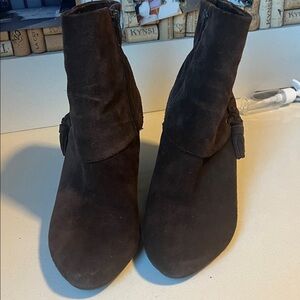 Vaneli Dark Brown Suede Ankle Booties
